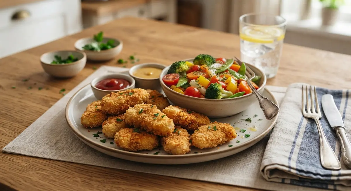 Homemade Chicken Nuggets + veggies